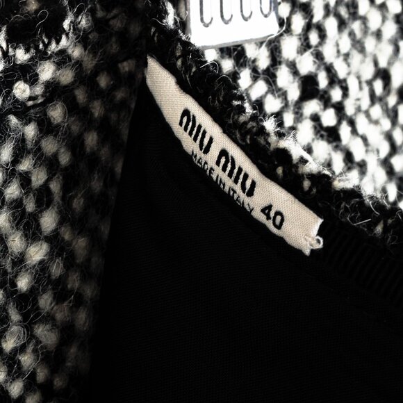 Prada Miu Miu Black White Wool Tweed Wrap Skirt - Picture 7 of 7